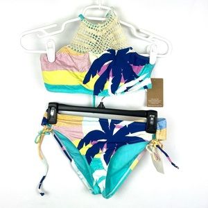 Hobie Girl’s High Neck Two Piece Bikini Swimsuit Set Size 14